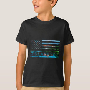 Camiseta Época do Lago Pôr do Sol Bandeira Americana Férias