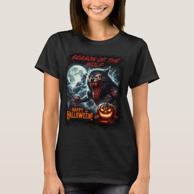 Camiseta Época do Lobo Feliz Halloween (Frente)