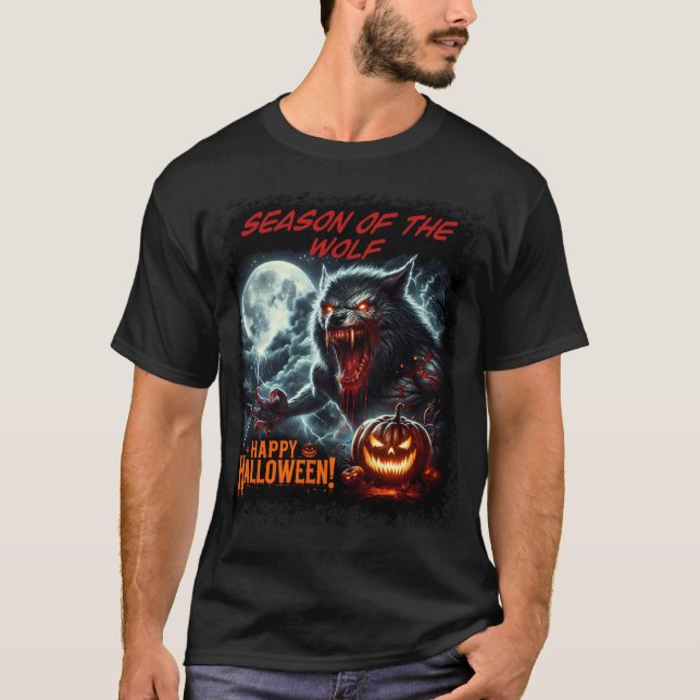 Camiseta Época do Lobo Feliz Halloween (Frente)