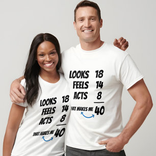 Camiseta Equação de Idade Personalizada Piada de Aniversári