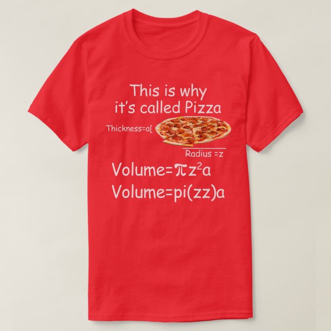Camiseta Equação Engraçada de Matemática e Pizza Engraçada  (Frente do Design)