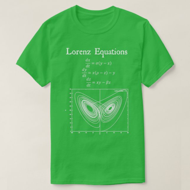 Camiseta Equação Lorenz Efeito Borboleta Caos Teoria Vint (Frente do Design)