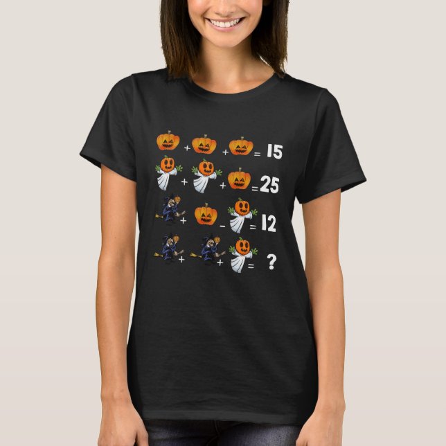 Camiseta Equações de Matemática das Halloween para Professo (Frente)