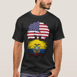Camiseta Equador Bandeira das Raízes da Árvore Americana Eq
