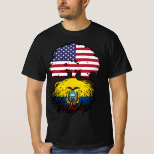 Camiseta Equador Bandeira das Raízes da Árvore Americana Eq