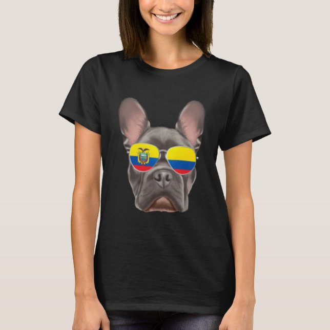 Camiseta Equador Bandeira Francês Cachorro-Grande (Frente)