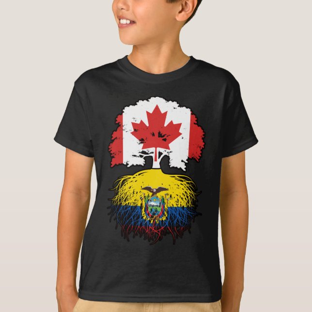 Camiseta Equador, Equador, Canadá, raízes de árvores (Frente)