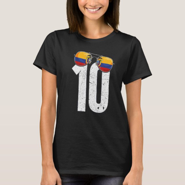 Camiseta Equador Jogador de Futebol Número 10, Bandeira Equ (Frente)