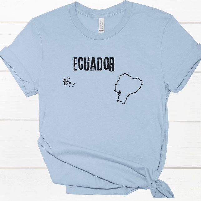 Camiseta Equador - Linha de Mapa do País Forma Contorno Equ (Criador carregado)