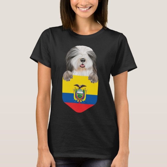 Camiseta Equador: Pancete Collie Dourado No Bolso (Frente)