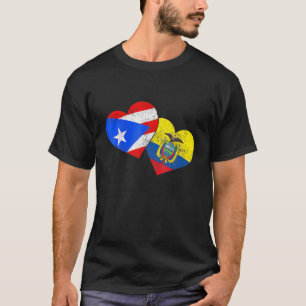 Camiseta Equador Porto Rico Sinalizador Coração Orgulho Equ