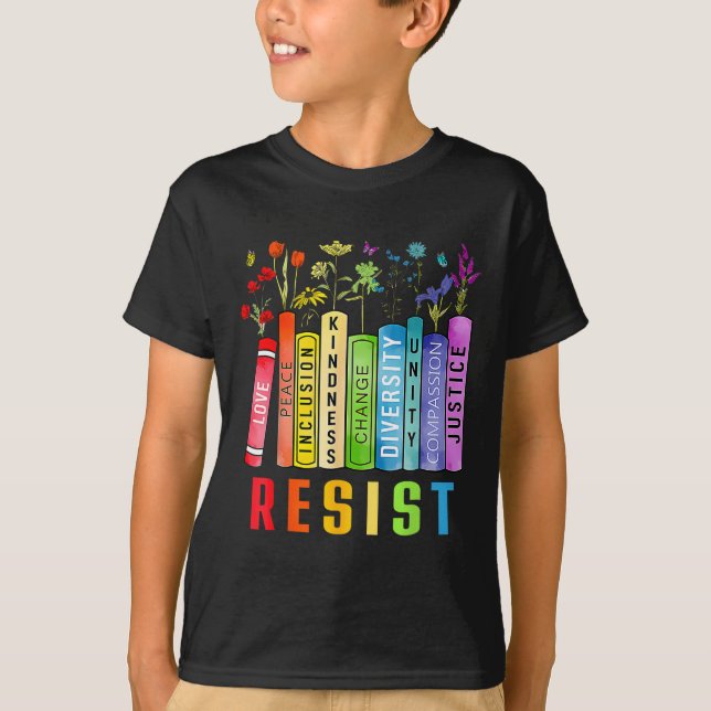 Camiseta Equal Rights Book Flower Trump Women Rights Femini (Frente)