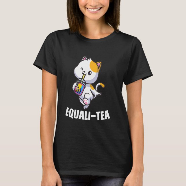 Camiseta Equali-tea pansexual gato bubble tea merch (Frente)