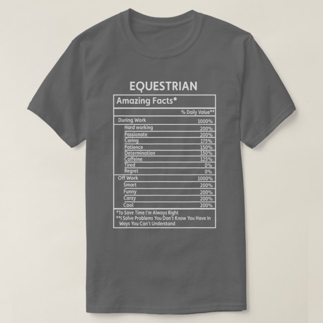 Camiseta Equestre Engraçado Equestre Fatos do Valor Diário  (Frente do Design)