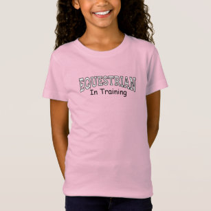 Camiseta Equestre no treinamento de garotas cor-de-rosa
