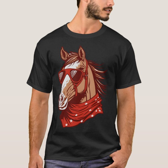 Camiseta Equestrian Sunglasses Horseback  Horse Riding (Frente)