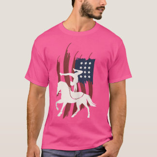 Camiseta Equestrian Vulting Us Flag Horses I Vault