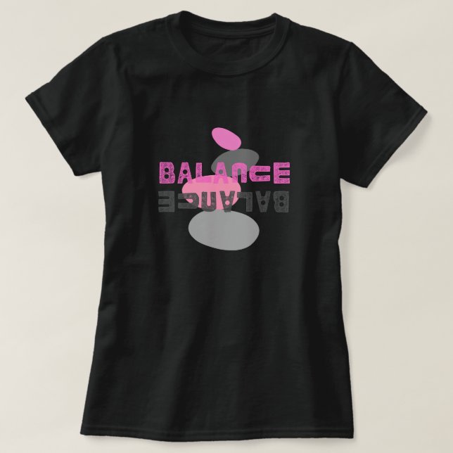 Camiseta Equilibrar cor-de-rosa e cinza (Frente do Design)