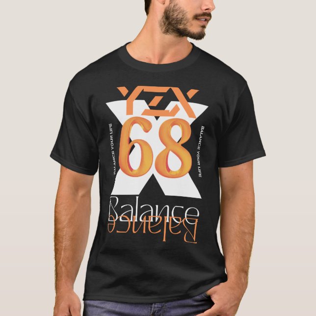 Camiseta Equilíbrio, citação motivacional, x, letras e núme (Frente)