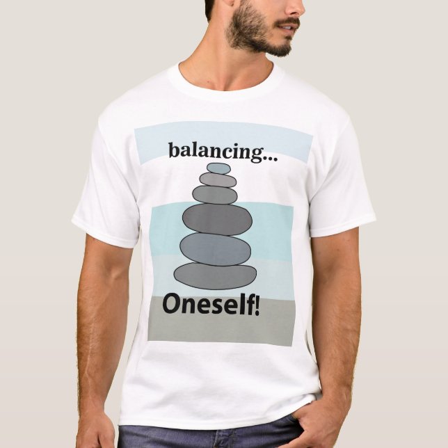 Camiseta Equilíbrio de Pedras Empilhamento de Pedras (Frente)