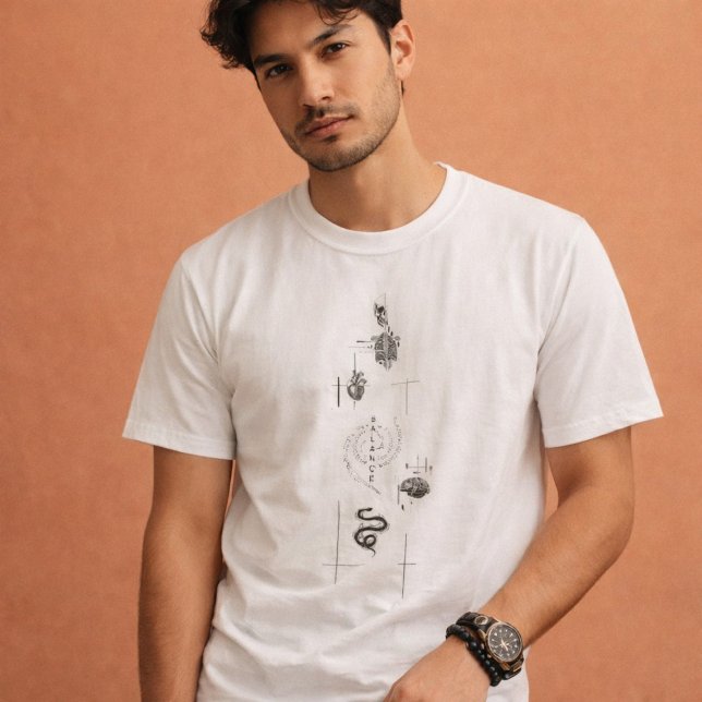 Camiseta Equilíbrio: Design de Palavra Vertical (Criador carregado)