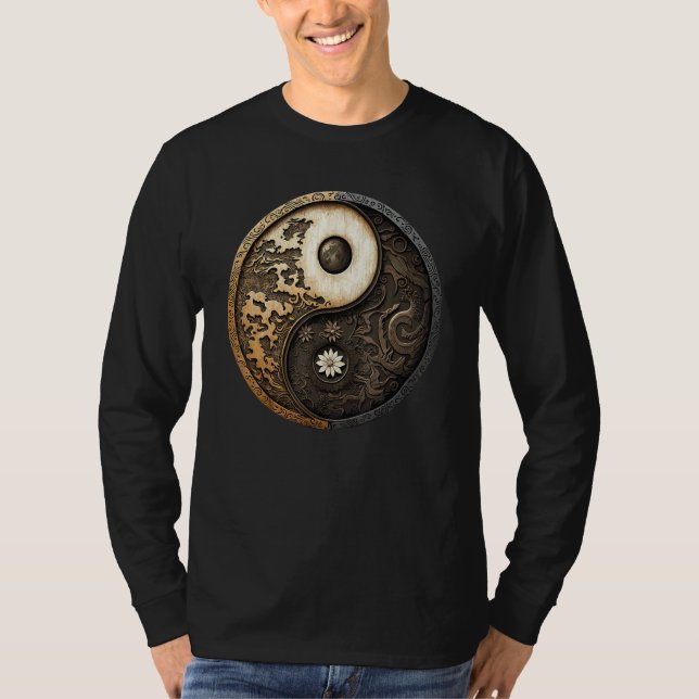 Camiseta Equilíbrio e Harmonia Símbolo Yin Yang Flores Natu (Frente)
