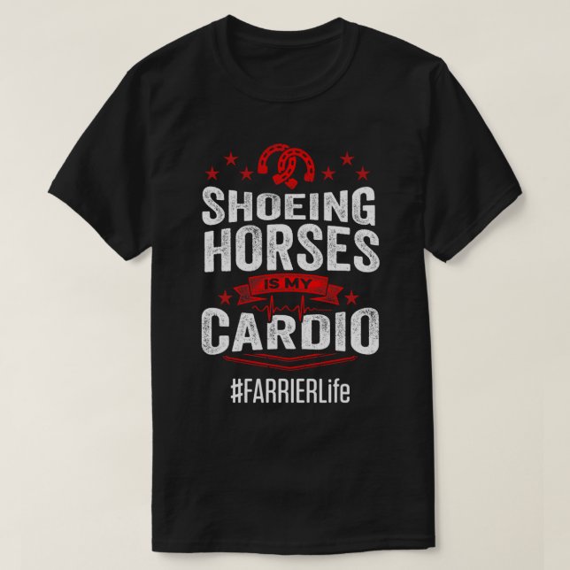 Camiseta Equina de triagem de ferradura de cavalo Cardio (Frente do Design)