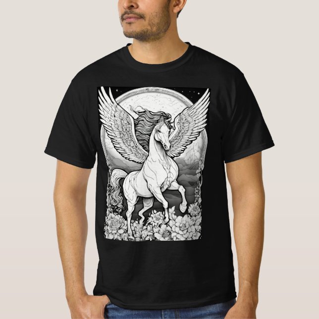 Camiseta "Equine Aviator: Camisa-T de Cavalo-Voador" (Frente)