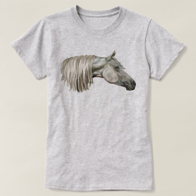 Camiseta Equino de Cavalo da cinza (Frente do Design)