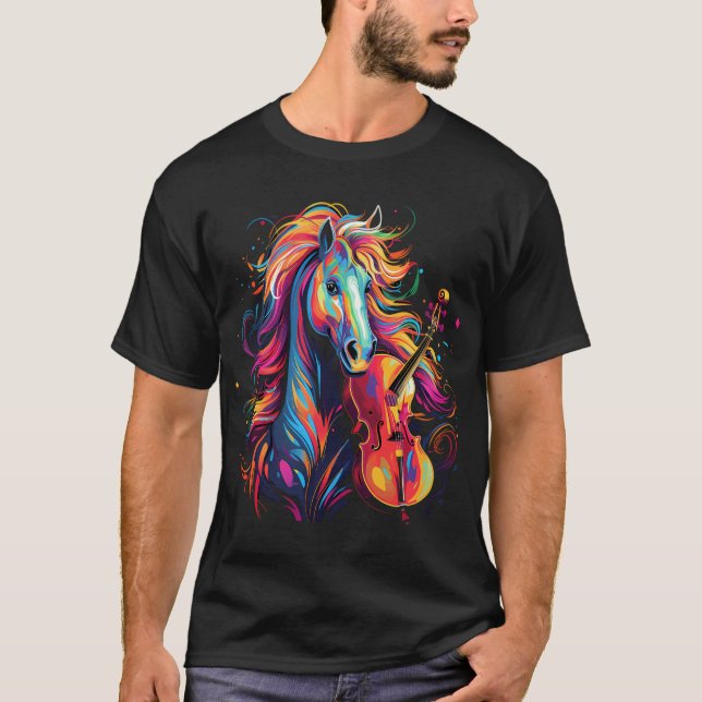 Camiseta Equinos Jogando Violino (Frente)