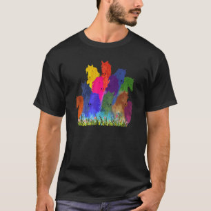 Camiseta Equinos Molde Aquarela Pintura Silhueta Farmer Mot