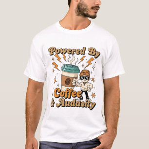 Camiseta Equipado Com Café E Audacidade - Café Engraçado De