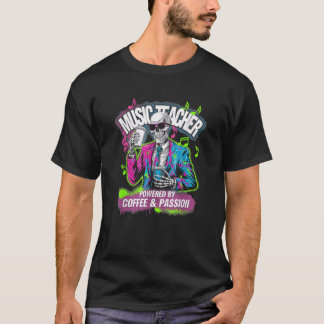 Camiseta Equipado Com Café Passion Skeleton Music Professor
