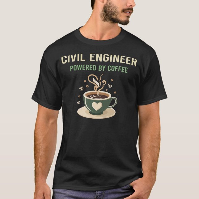 Camiseta Equipado Com Engenheiro Civil De Café (Frente)