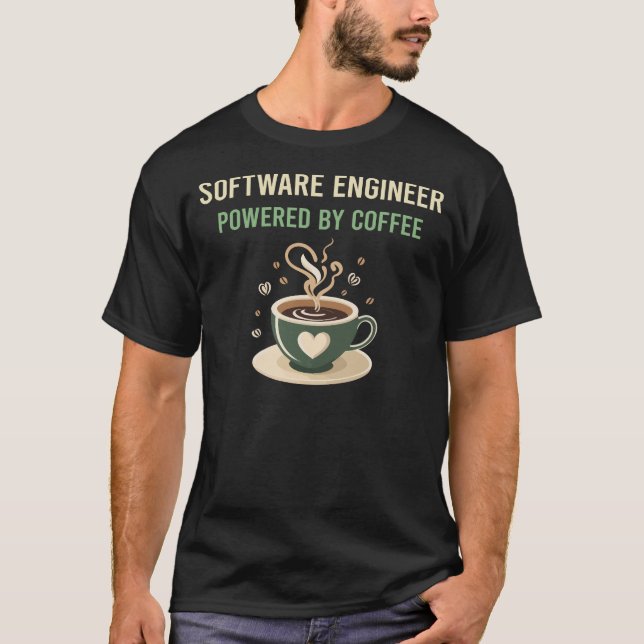 Camiseta Equipado Com Engenheiro De Software Café (Frente)