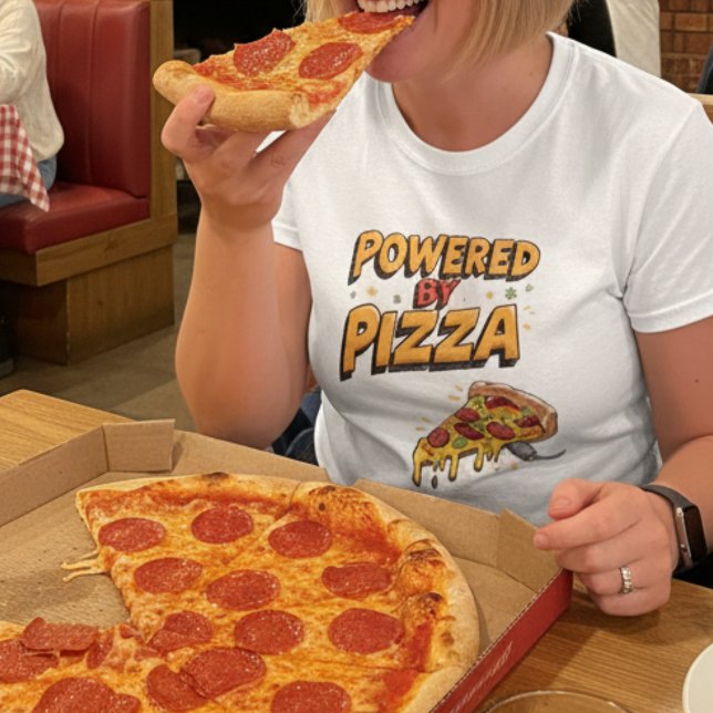 Camiseta Equipado com Pizza Engraçado Tee Gráfico de Foodie (Criador carregado)