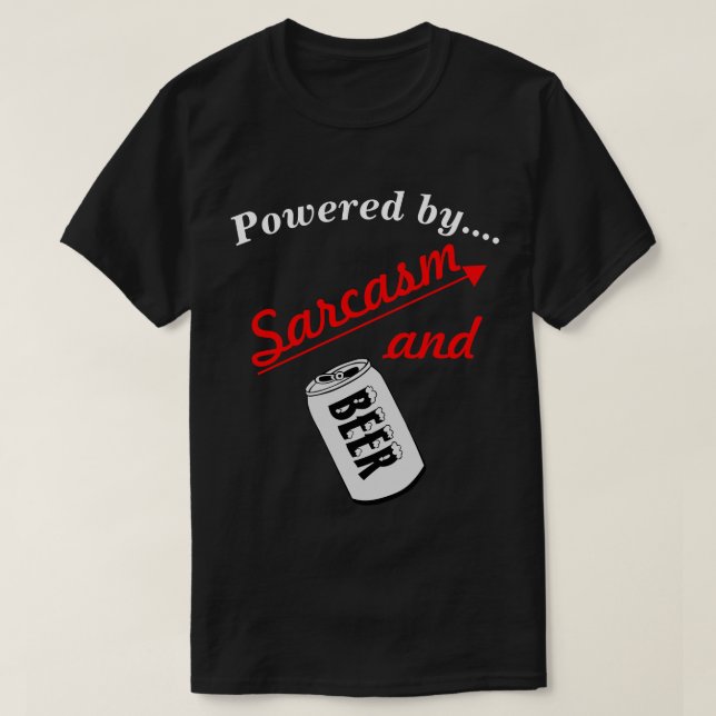 Camiseta Equipado com Sarcasm e Beer Novelty (Frente do Design)