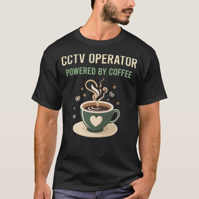 Camiseta Equipado Por Operador De Cctv Café (Frente)