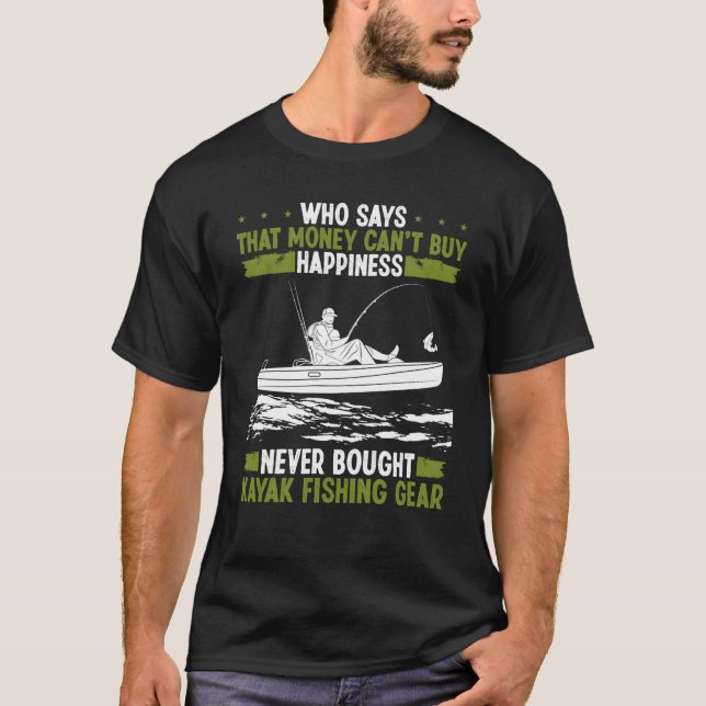 Camiseta Equipamento de pesca de caiaque Felicidade Caiaque (Frente)
