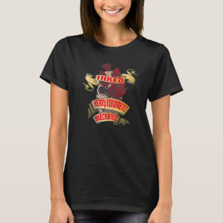 Camiseta Equipamento pesado Crânio mecânico e Rosas vermelh