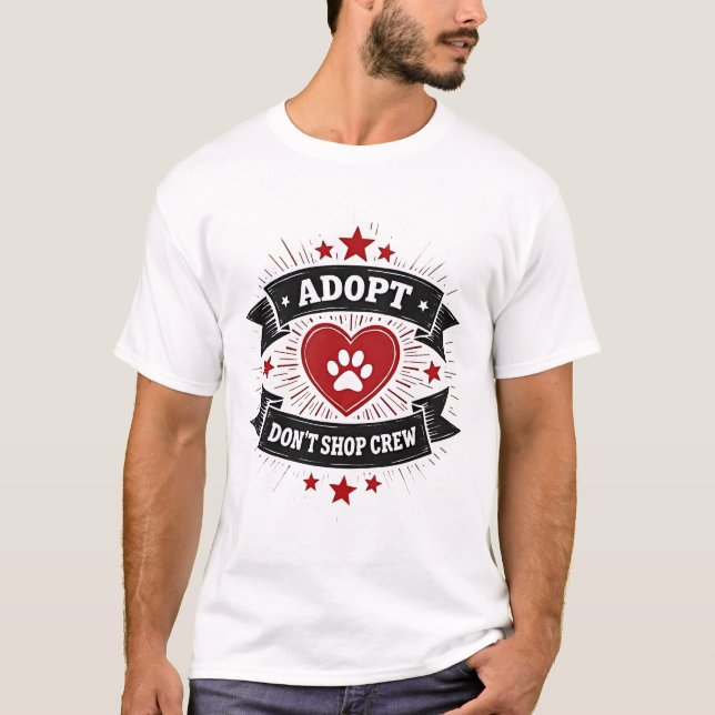 Camiseta Equipe Adote Não Compre Resgate de Animais Antigos (Frente)