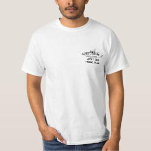CAMISETA EQUIPE AFORTUNADA DA PESCA DO CÃO