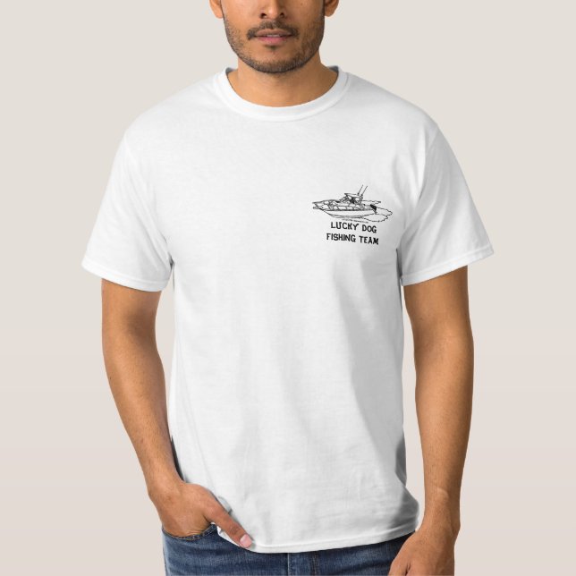 CAMISETA EQUIPE AFORTUNADA DA PESCA DO CÃO (Frente)