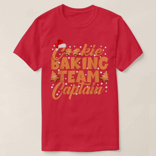 Camiseta Equipe Baking de Cookie Capitão Gingerbird Natal F (Frente do Design)