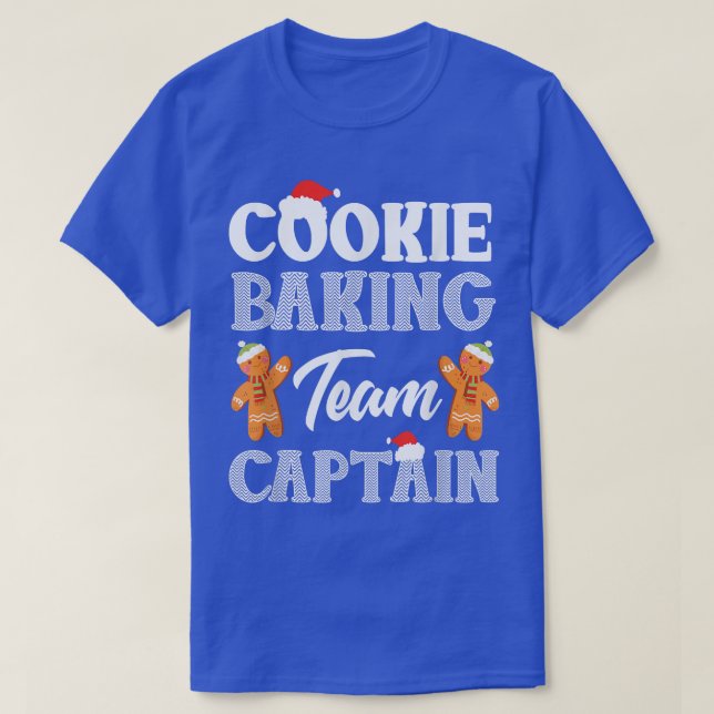 Camiseta Equipe Baking de Cookie de Natal Capitão Gingerpão (Frente do Design)