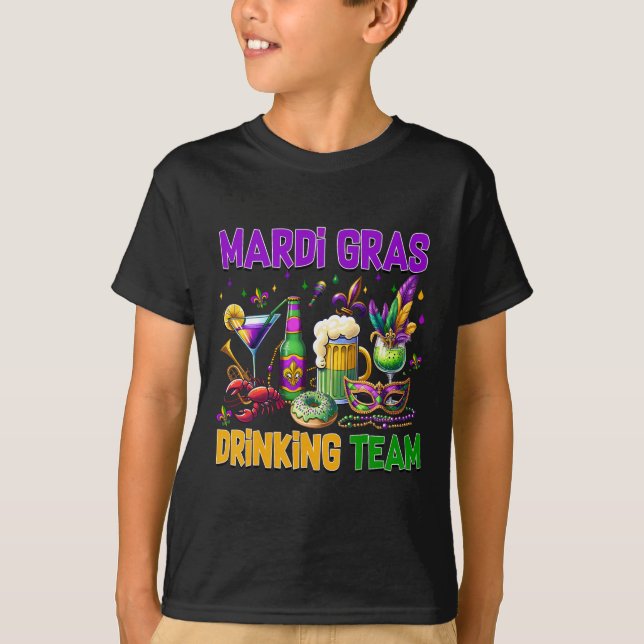 Camiseta Equipe Bebendo do Partido Mardi Gras Cu (Frente)