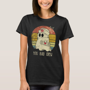 Camiseta equipe boo boo enfermeira fantasma retrô halloween