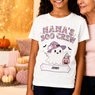 Camiseta Equipe Boo da Nana Nome do Neto Fantasma Halloween