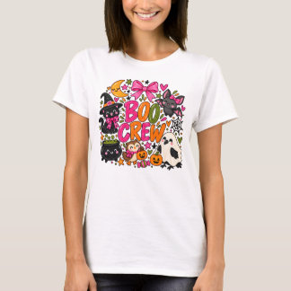 Camiseta Equipe Boo Fofo Animais de Halloween Garota Assust