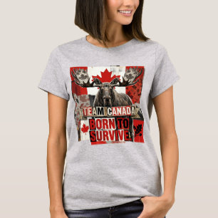 Camiseta Equipe Canadá. Nascido para sobreviver. Alce canad